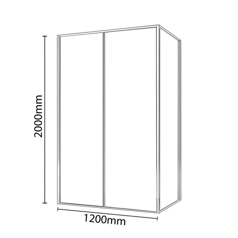 1200 x 800 Sliding Shower Enclosure - Ultra minimal Frame - 6mm Glass - Pavo Range