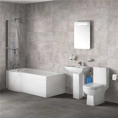 1700 P Shaped LH Bath with Bath screen and Salou Suite