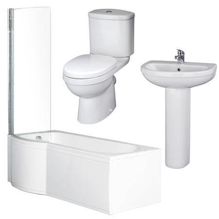P Shaped 1675 Left Hand Shower Bath, Front Panel, Screen & Albury Suite