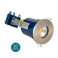Fixed Fire Rated IP65 Satin Chrome Spotlight - No Bulb - 10 Pack