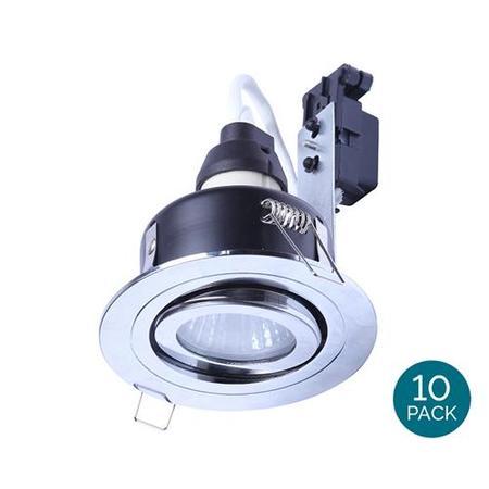 Tiltable Fire Rated IP 65 Downlight Chrome Single No Bulb-Cool Bulb Colour-10 Pack
