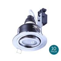 Tiltable Fire Rated IP 65 Downlight Chrome Single No Bulb-Warm Bulb Colour-10 Pack Tiltable Fire Rated IP 65 Downlight Chrome Single No Bulb-Warm Bulb Colour-10 Pack