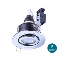 Tiltable Fire Rated IP 65 Downlight Chrome Single No Bulb-Cool Bulb Colour-6 Pack