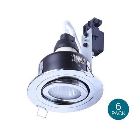 Tiltable Fire Rated IP 65 Downlight Chrome Single No Bulb-Cool Bulb Colour-6 Pack