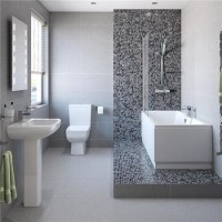 Tabor 1700 Shower Bath & Two Piece Suite with Taps & Waste   - single screen, right hand