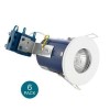 Fixed Fire Rated IP65 White Single Downlight-Warm Bulb Colour-6 Pack