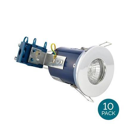 Fixed Fire Rated IP65 Chrome Downlight Warm White / Cool White Bulbs-Warm Bulb Colour-10 Pack