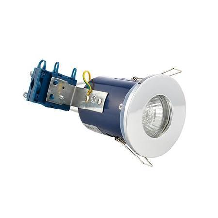 Fixed Fire Rated IP65 Chrome Downlight Warm White / Cool White Bulbs-Warm Bulb Colour-Single