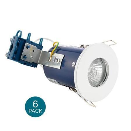 Fixed Fire Rated IP65 White Single Downlight-Cool Bulb Colour-6 Pack