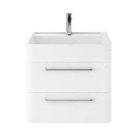 Solar Wall Hung Vanity Unit with Basin 600mm Wide - Pure White