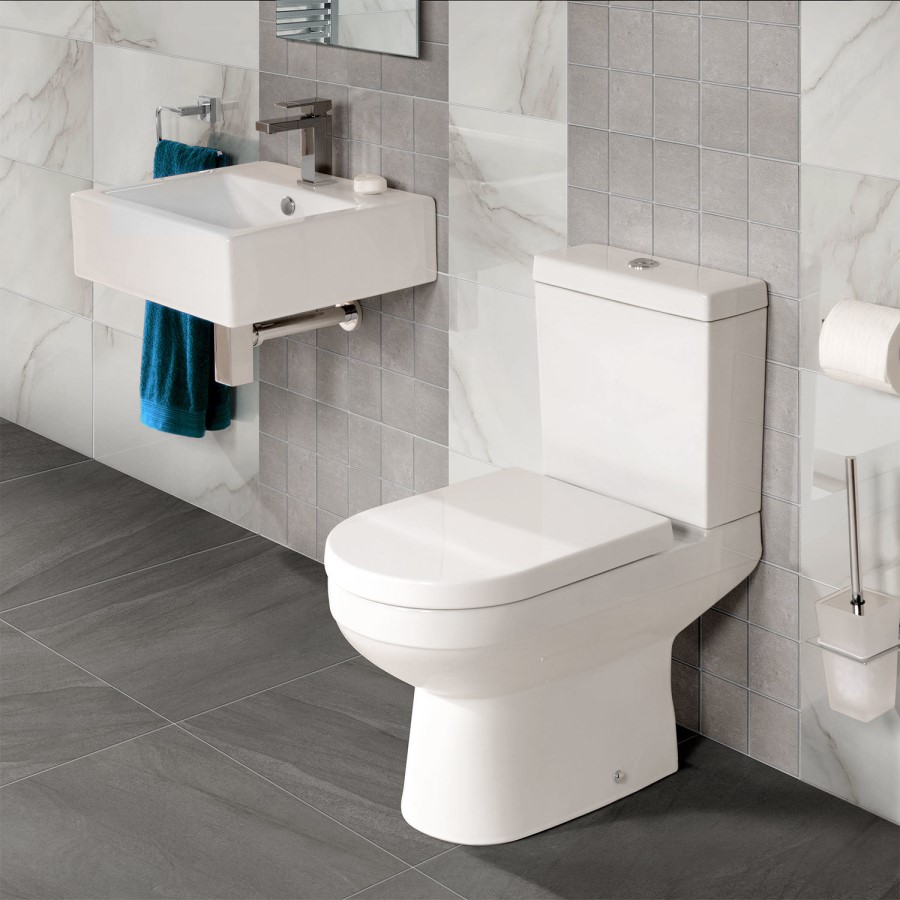 Dee Close Coupled Toilet and Wall Hung Basin Bathroom Suite