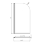 Single Ended Shower Bath with Front Panel and Hinged Black Bath Screen 1500 x 700mm - Alton