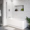 Single Ended Shower Bath with Front Panel &amp; Chrome Bath Screen 1500 x 700mm - Alton
