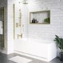 Single Ended Shower Bath with Front Panel & Brushed Brass Screen 1500 x 700mm - Alton