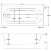 Single Ended Shower Bath with Front Panel &amp; Brushed Brass Screen 1500 x 700mm - Alton