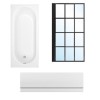 1600 x 700 Alton Single Ended Round Bath with Front Panel &amp; Black Grid Screen - Right Hand