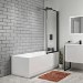 Single Ended Shower Bath with Front Panel & Black Framed Bath Screen 1600 x 700mm - Alton