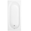 Single Ended Shower Bath with Front Panel &amp; Black Framed Bath Screen 1600 x 700mm - Alton