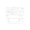 Single Ended Shower Bath with Front Panel and Hinged Black Bath Screen 1600 x 700mm - Alton