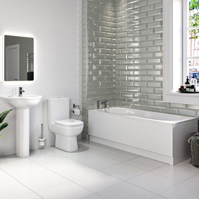 1600mm Straight Bath Suite with Toilet Basin & Panels - Addison
