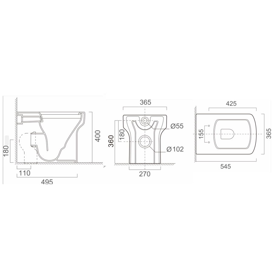1700mm Straight Bath Suite with Front Panel & White Toilet and Sink Unit - Alton