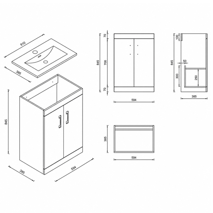 1700mm Straight Shower Bath Suite with Front Panel & White Toilet and Sink Unit - Alton