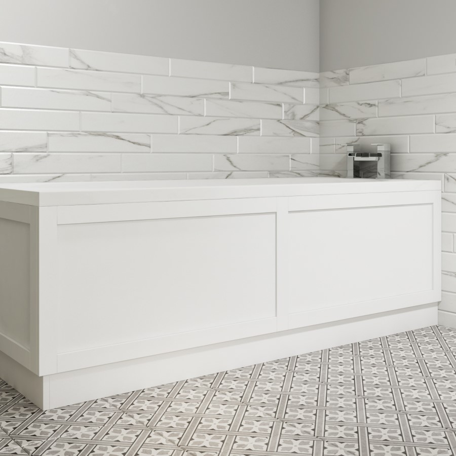 1700mm Round Single Ended Bath  & Matt White Bath Front & End Panel  