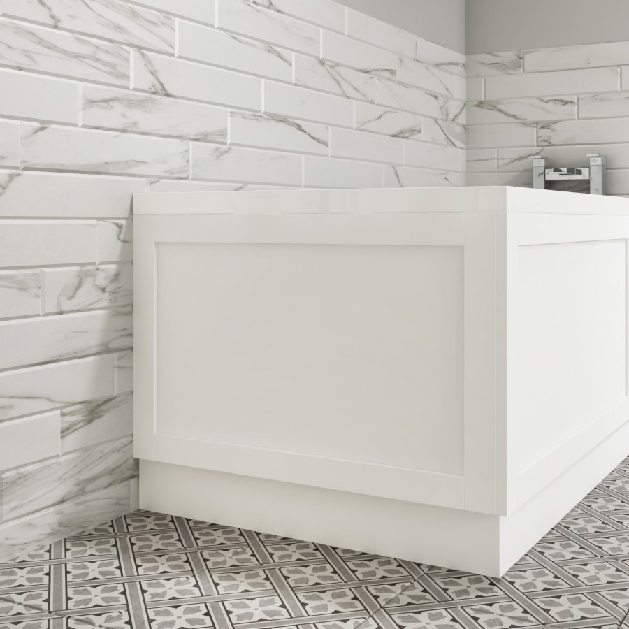 1700mm Round Single Ended Bath  & Matt White Bath Front & End Panel  
