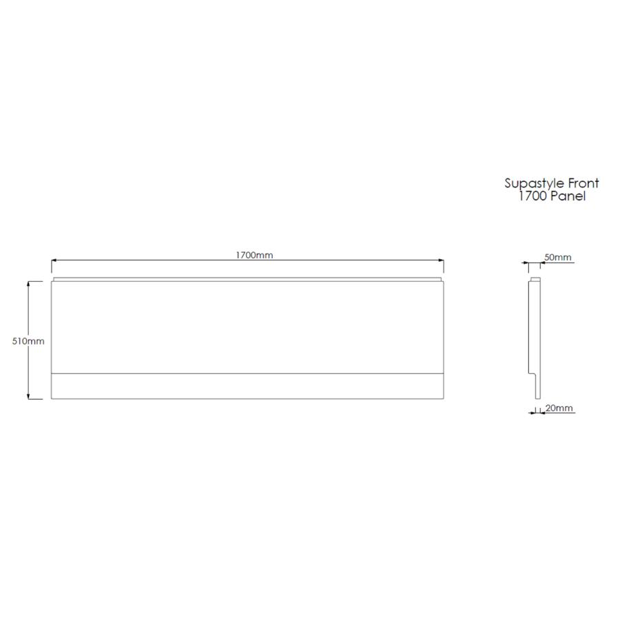 Single Ended Shower Bath with Front Panel & Hinged Chrome Bath Screen with Towel Rail 1700 x 700mm - Alton