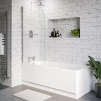 Grade A2 - Single Ended Shower Bath with Front Panel & Chrome Bath Screen with Towel Rail 1700 x 700mm - Alton Grade A2 - Single Ended Shower Bath with Front Panel & Chrome Bath Screen with Towel Rail 1700 x 700mm - Alton