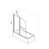 Single Ended Shower Bath with Front Panel &amp; Hinged Black Bath Screen with Towel Rail 1700 x 700mm - Alton