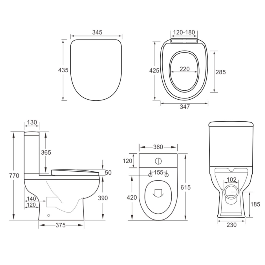 Single Ended 1700mm Shower Bath with Toilet Basin Panels and Bath Screen - Alton