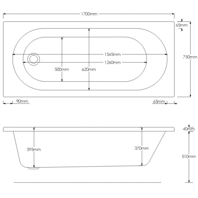 Alton Round Single Ended Bath - 1700 x 750mm