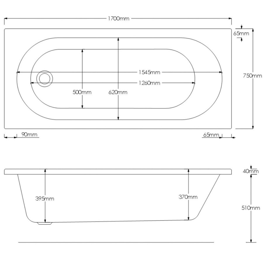 Alton Round Single Ended Bath - 1700 x 750mm