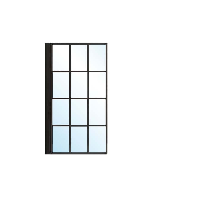 Single Ended Shower Bath with Front Panel & Left Hand Black Grid Bath Screen 1700 x 750mm - Alton