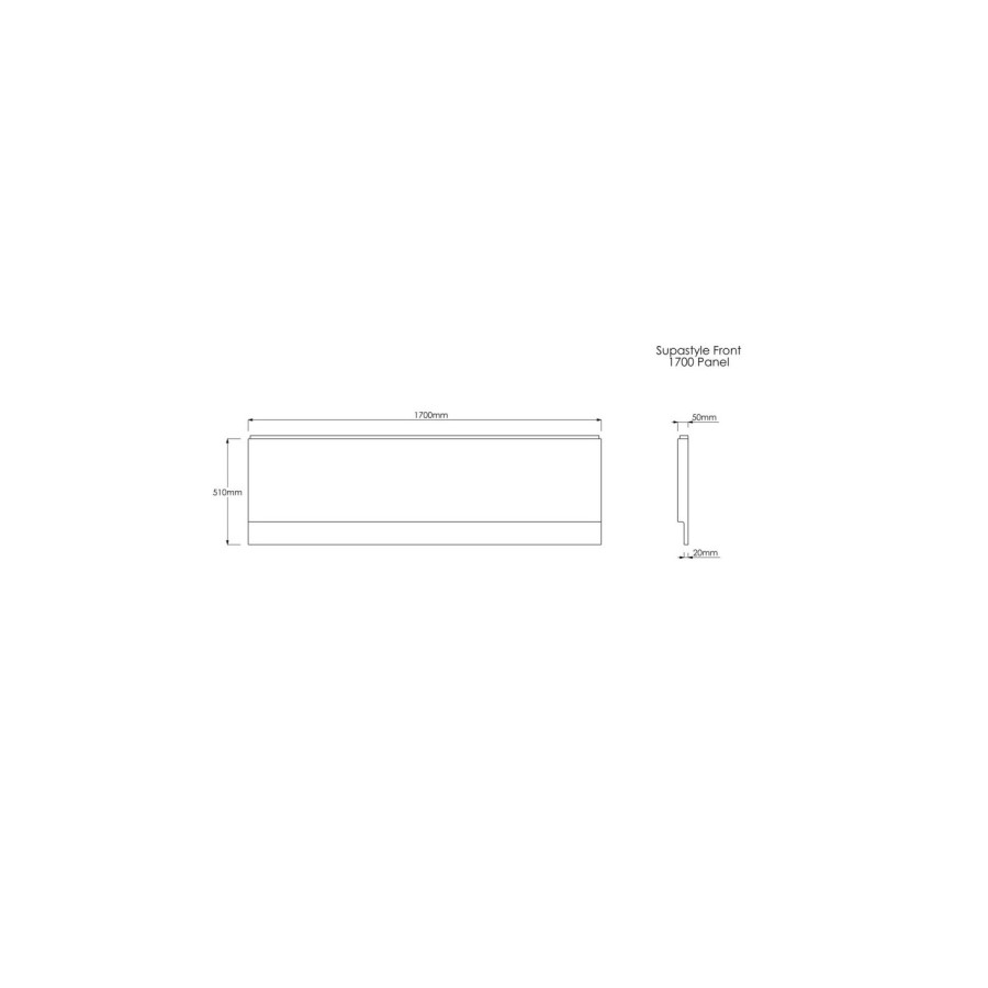 Single Ended Shower Bath with Front Panel & Left Hand Black Grid Bath Screen 1700 x 750mm - Alton
