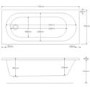 1700 x 750 Alton Single Ended Round Bath with Black Framed Bath Screen & Front Panel