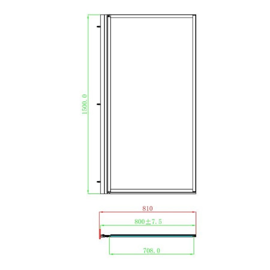 1700 x 750 Alton Single Ended Round Bath with Black Framed Bath Screen & Front Panel