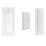 1800 x 800 Alton Single Ended Round Bath with Saturn Hinged 1450mm 6mm Chrome Bath Screen with Towel Rail