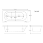 Single Ended Round Bath 1800 x 800mm with Front Panel and 1450mm Hinged Black Bath Screen - Alton