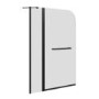 Single Ended Shower Bath with Front Panel & Hinged Black Bath Screen with Towel Rail 1800 x 700mm - Alton
