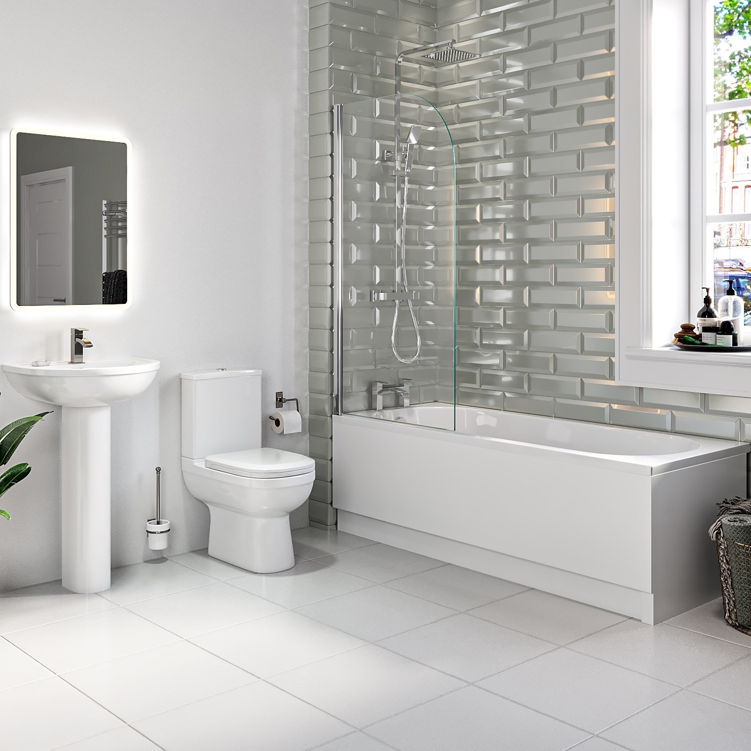 1800mm Shower Bath Suite with Toilet Basin & Panels - Alton - Better ...