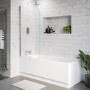 Single Ended Shower Bath with Front Panel & Chrome Bath Screen 1800 x 800mm - Alton