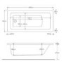 1500 x 700 Rutland Single Ended Round Bath with Hinged 1450mm 6mm Matt Black Bath Screen with Towel Rail and Front Panel