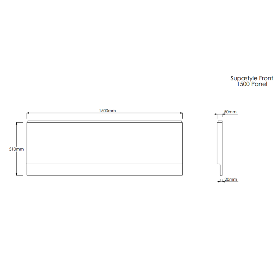 1500 x 700 Rutland Single Ended Round Bath with Hinged 1450mm 6mm Matt Black Bath Screen with Towel Rail and Front Panel