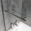 Single Ended Shower Bath with Front Panel &amp; Chrome Bath Screen with Towel Rail 1500 x 700mm - Rutland