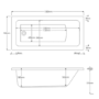 Single Ended Shower Bath with Front Panel & Brushed Brass Screen 1500 x 700mm - Rutland