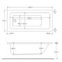 1600 x 700 Rutland Single Ended Round Bath with Hinged 1450mm 6mm Matt Black Bath Screen with Towel Rail and Front Panel