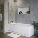 BUN/BeBa_24808/87571 Single Ended Shower Bath with Front Panel & Brushed Brass Screen 1600 x 700mm - Rutland