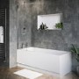 Single Ended Shower Bath with Front Panel & Hinged Chrome Bath Screen 1700 x 700mm - Rutland